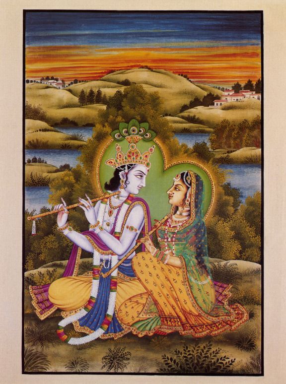 Radha and Krsna with flute